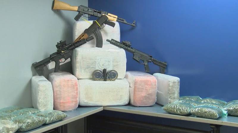 The effort leading to impressive catch of 60 weapons, 20 THOUSAND dollars cash, and 500 pounds...