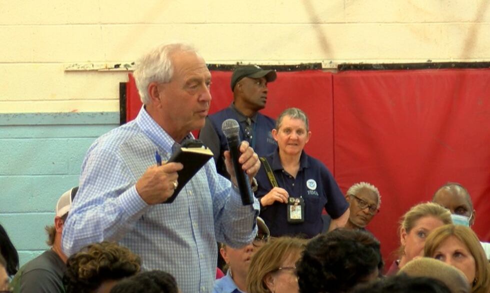 This is the first of three Town Hall meetings scheduled for tornado victims in the Mississippi...