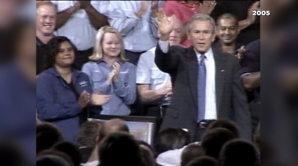 President George W. Bush visits the plant
