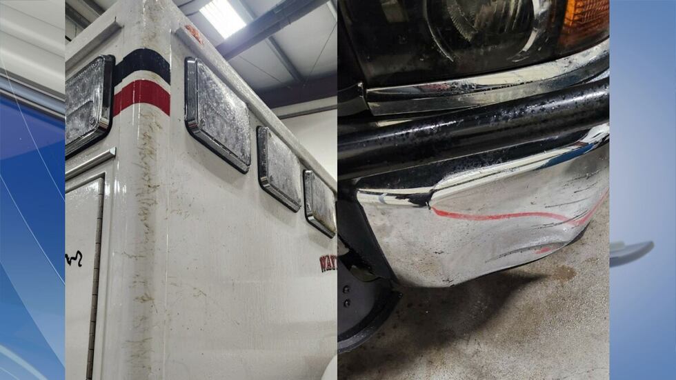 Photos of the damage the ambulance received.