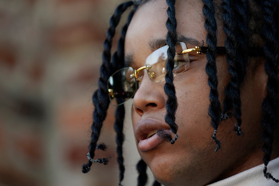FILE - D'Monterrio Gibson speaks at a news conference in Ridgeland, Miss., Feb. 10, 2022,...