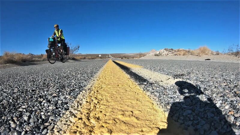A Michigan man who is traveling across the nation on a bicycle made a stop in Gulfport Tuesday.