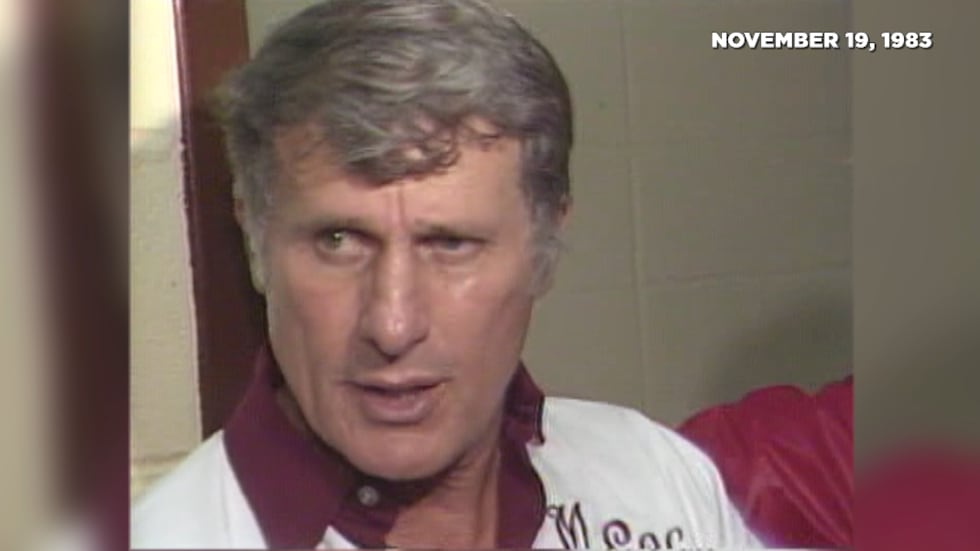 MSU Head Coach Emory Bellard after the 1983 Egg Bowl