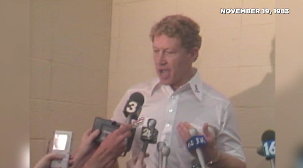 Ole Miss Coach Billy Brewer after the 1983 Egg Bowl