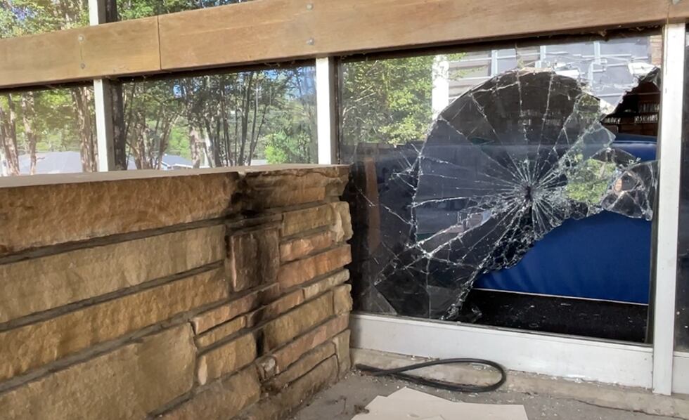 A window at the Richard Wright Library was broken by vandals.