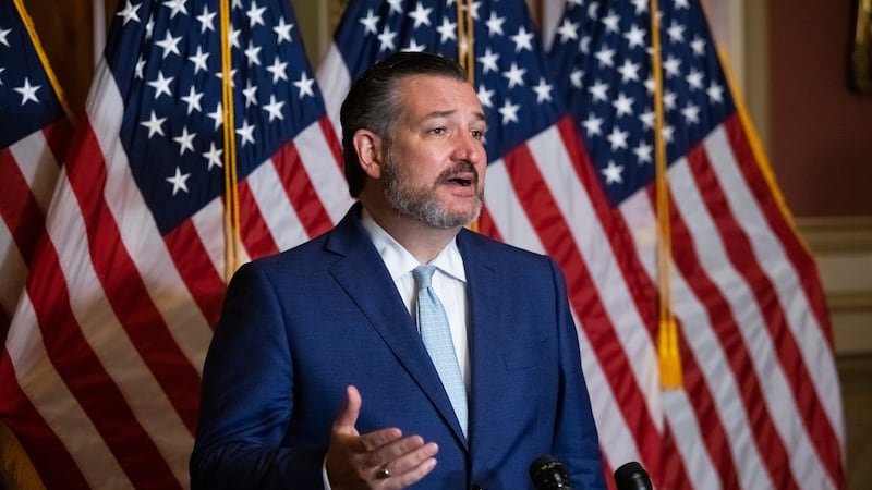 Sen. Ted Cruz, R-Texas, speaks during a news conference after the Senate voted to confirm Amy...