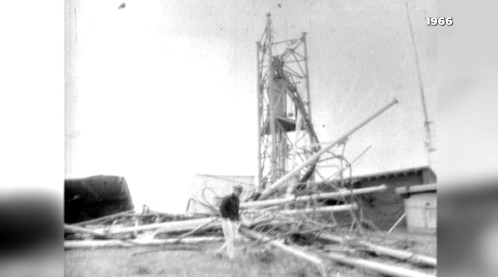 WLBT tower site after tornado in 1966