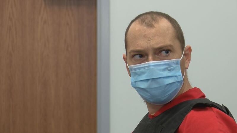 Joseph Rohrbacker appears before the judge on April 27, 2021, for his first court appearance....