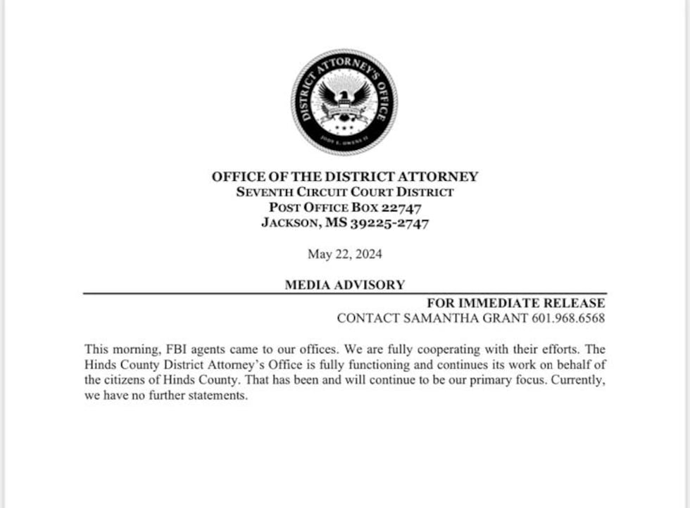 DA Jody Owens' office releases statement following raid on his business, county offices on...