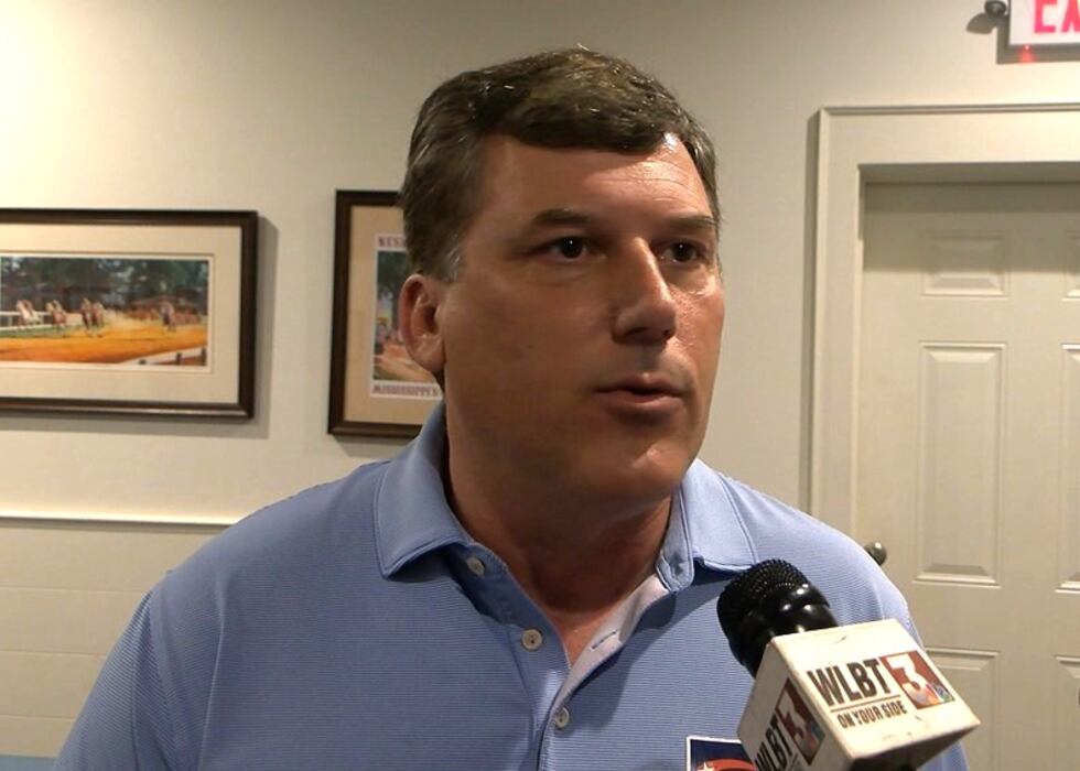Sen. Daniel Sparks speaks on behalf of Lt. Gov. Delbert Hosemann at a Madison political event...